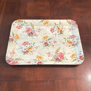 Garden Floral Rectangle Serving Tray Spring Flowers 15.5 x 11.75 Shabby Chic